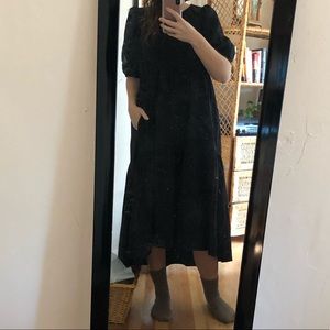 Cotton Poplin Tiered Puff sleeve dress